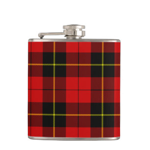 Wallace tartan red black plaid flask