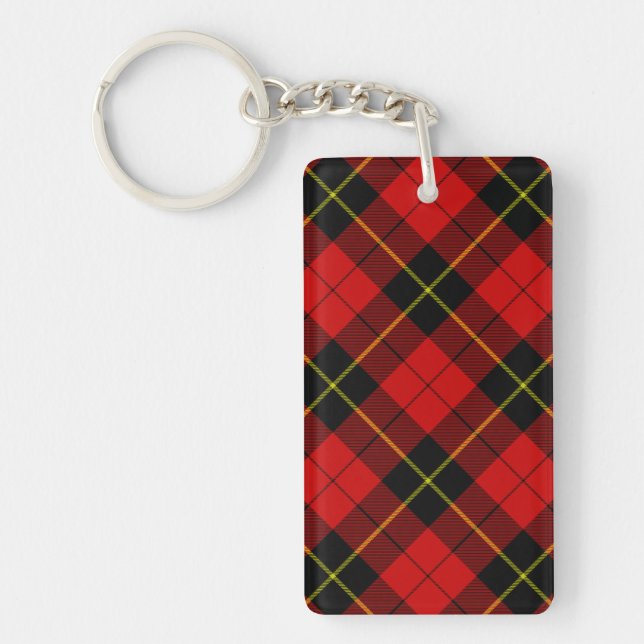 Wallace tartan red black plaid keychain (Front)