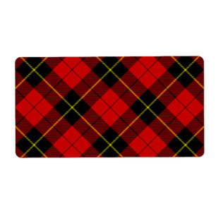 Wallace tartan red black plaid label