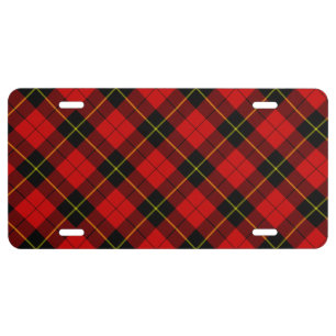 Wallace tartan red black plaid license plate