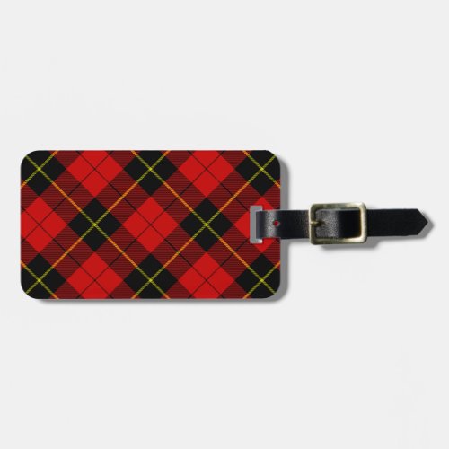 Wallace tartan red black plaid luggage tag