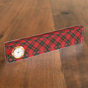 Wallace tartan red black plaid nameplate