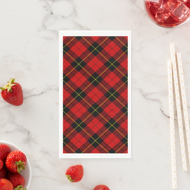 Wallace tartan red black plaid paper guest towels (Insitu)