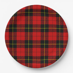 Wallace tartan red black plaid paper plates
