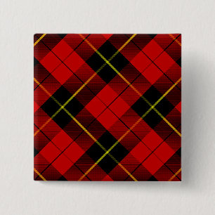 Wallace tartan red black plaid pinback button