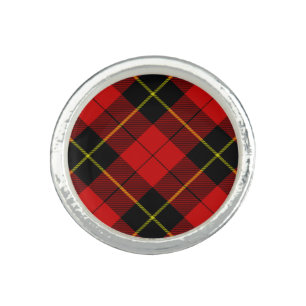 Wallace tartan red black plaid ring
