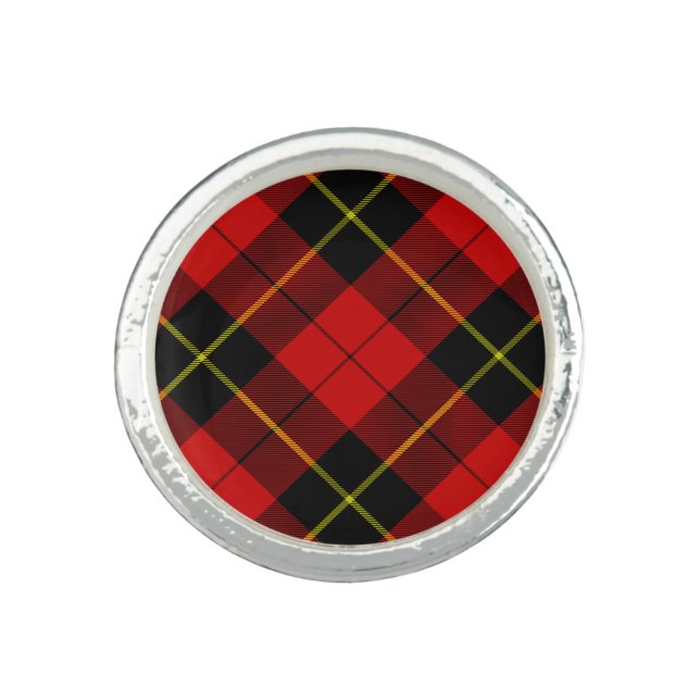Wallace tartan red black plaid ring (Front)