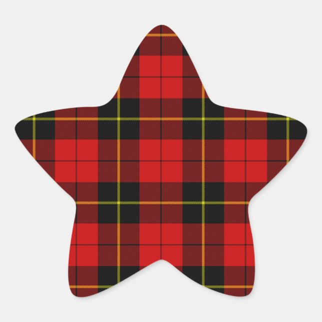 Wallace tartan red black plaid star sticker (Front)