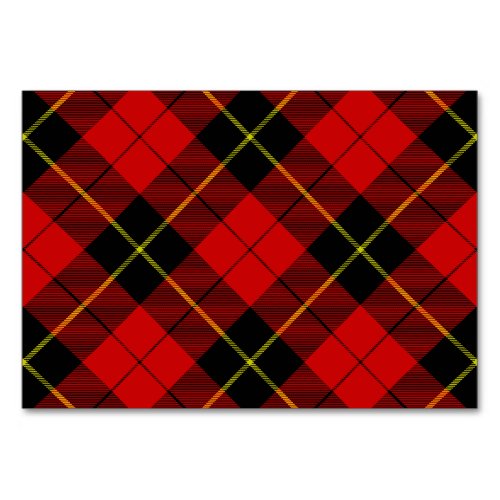 Wallace tartan red black plaid table number