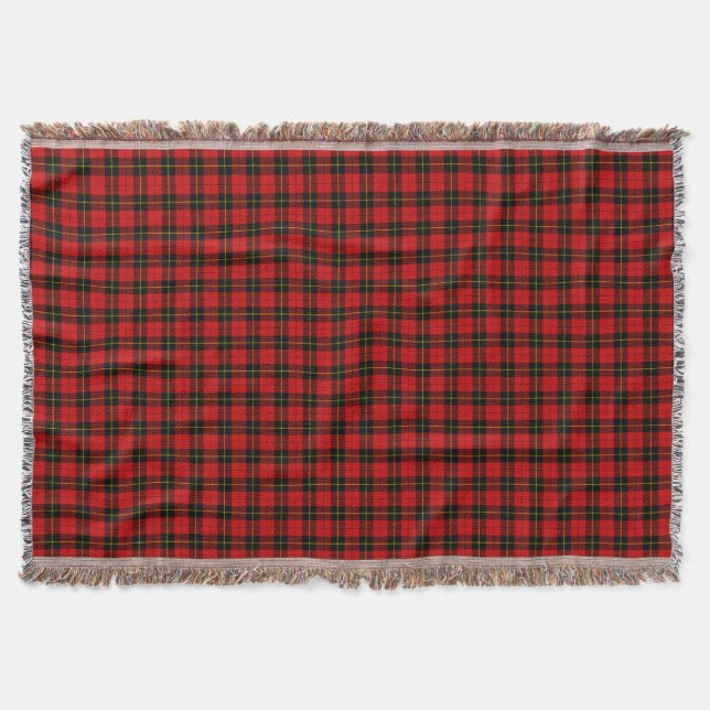 Wallace tartan red black plaid throw blanket (Front)