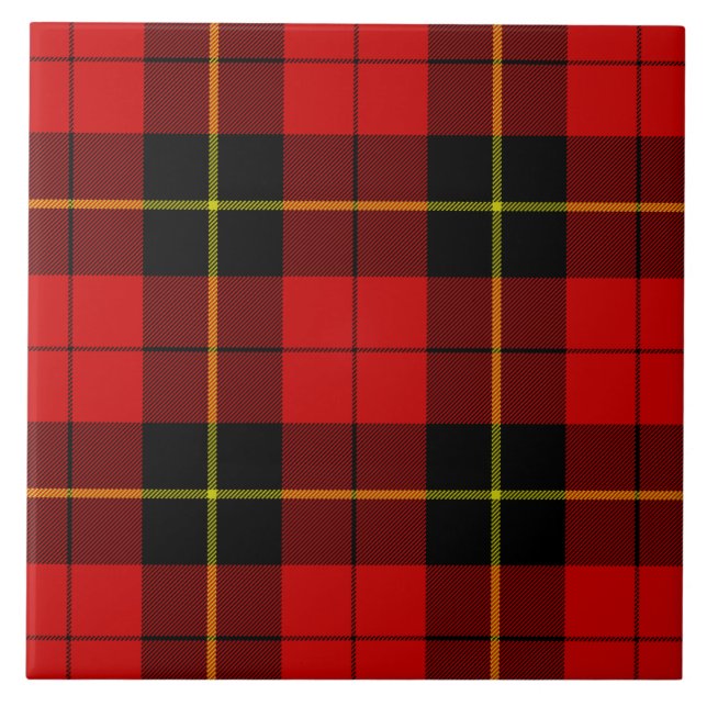 Wallace tartan red black plaid tile (Front)
