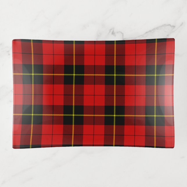 Wallace tartan red black plaid trinket tray (Front)