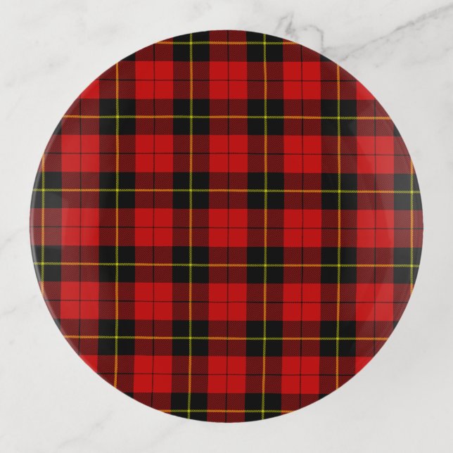 Wallace tartan red black plaid trinket tray (Front)
