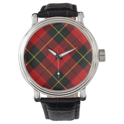 Wallace tartan red black plaid watch