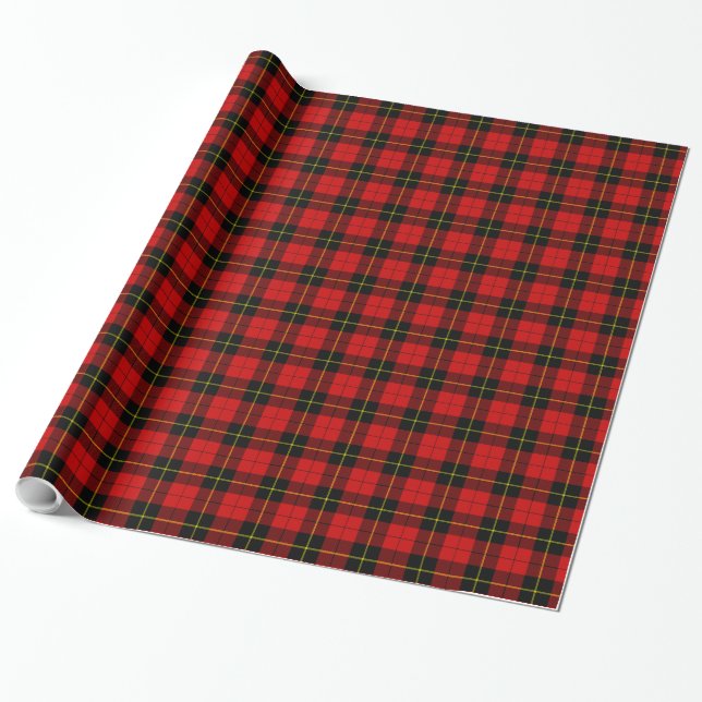 Wallace tartan red black plaid wrapping paper (Unrolled)