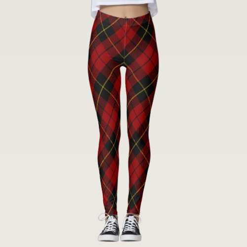 Wallace Tartan Scottish Clan Plaid Pattern Leggings