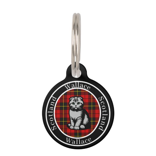 Wallace Tartan & Scottish Kitty Personalized  Pet ID Tag (Front)