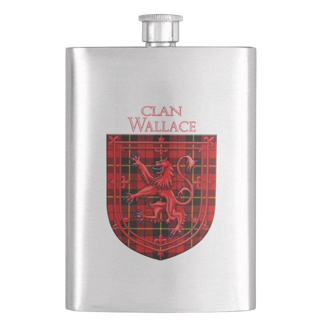 Wallace Tartan Scottish Plaid Lion Rampant Flask (Front)