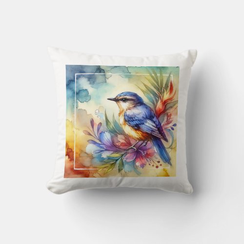 Wallaces Standardwing 060724AREF115 _ Watercolor Throw Pillow