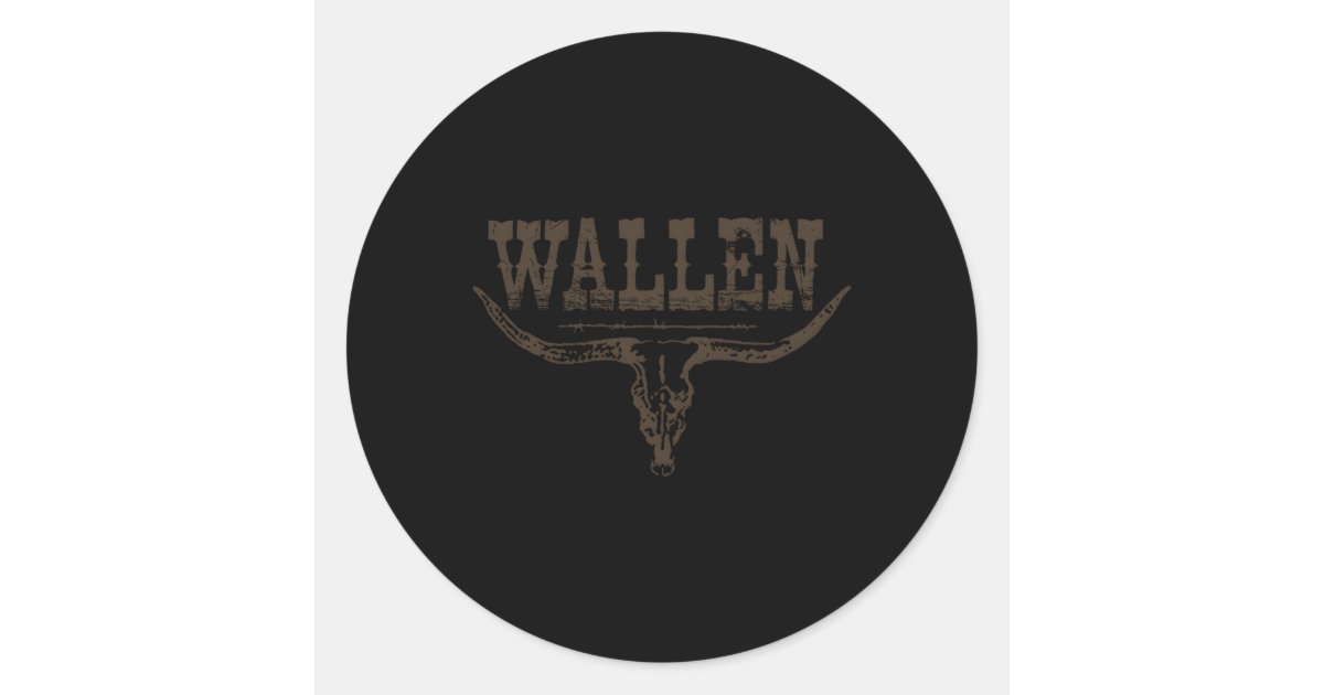 Wallen Western Wallen Bullhead Cow Wallen Classic Round Sticker | Zazzle