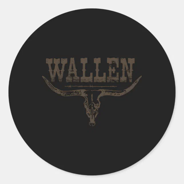 Wallen Western Wallen Bullhead Cow Wallen Classic Round Sticker | Zazzle