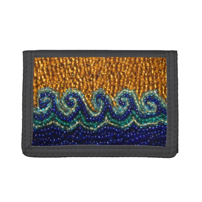 Wallet | Beading Print of Waves Sea Sand (Front)