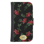 Wallet Case - Elegant Red Glitter Floral Design