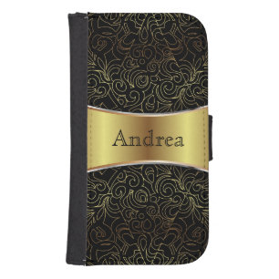 Wallet Case Samsung S4 Floral Abstract Damasks