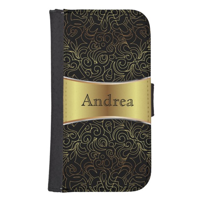 Wallet Case Samsung S4 Floral Abstract Damasks (Front)