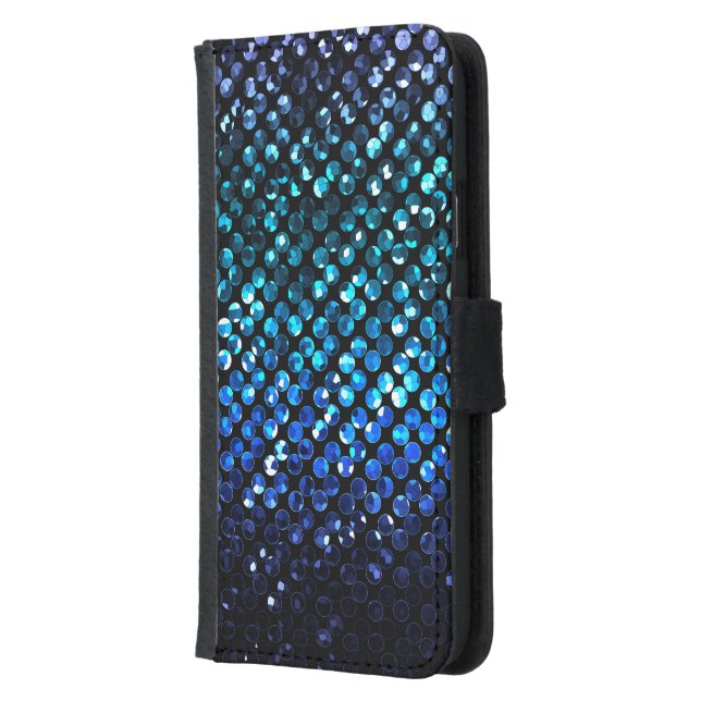 Wallet Case Samsung S5 Blue Crystal Bling Strass (Left)