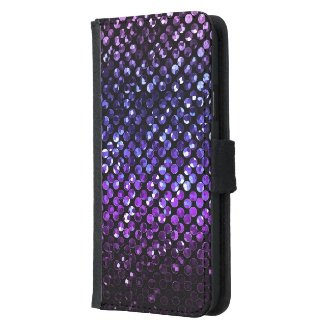 Wallet Case Samsung S5 Purple Crystal Bling Strass (Left)