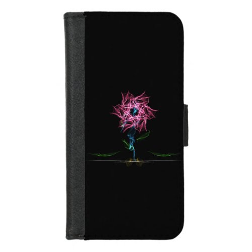 Wallet Case with Electric Pink Flower Design