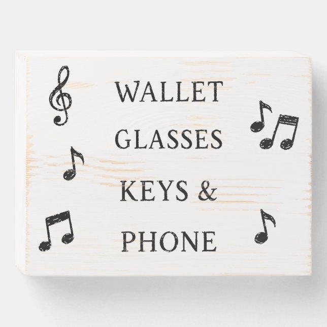Wallet, Glasses, Keys & Phone reminder sign (Front Horizontal)