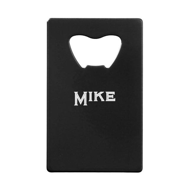 Wallet Personalize Name Bottle Opener Black (Front)