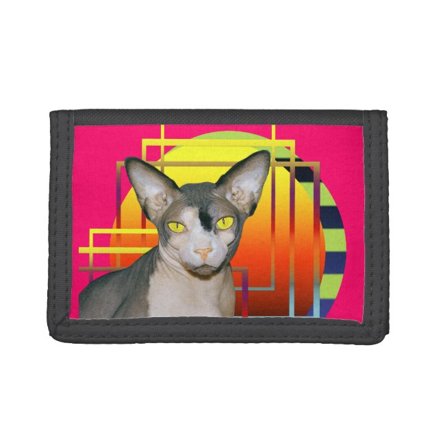 Wallet | Sphynx Cat on Abstract Geometric Pink (Front)