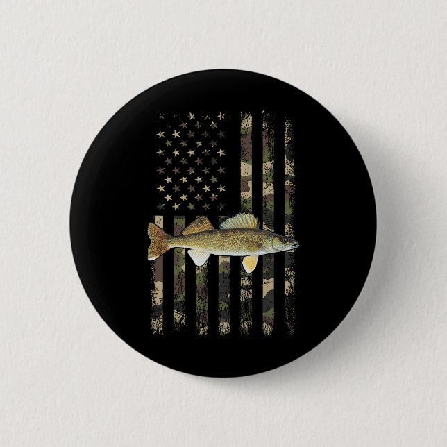 Walleye Camo American Flag1  Button (Front)