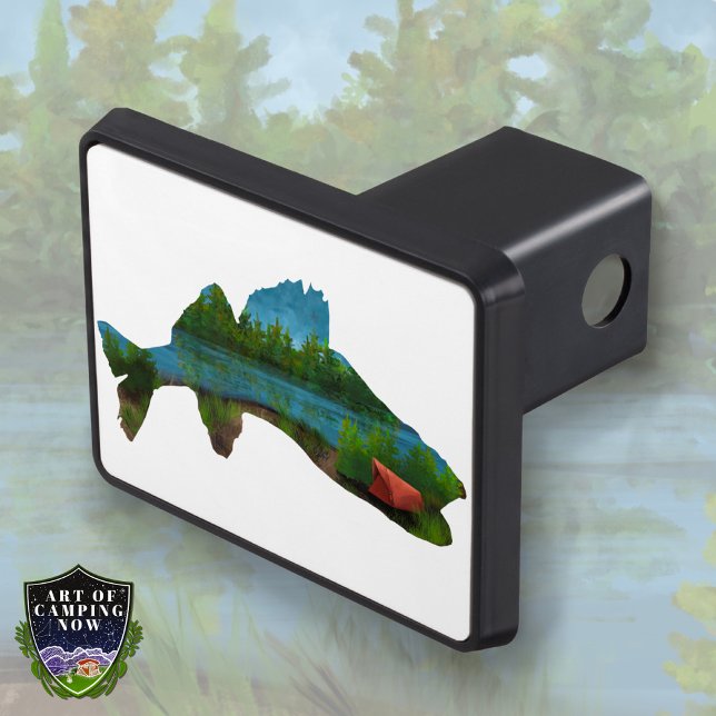 Walleye Camping Fishing Lake Hitch Cover (Creator Uploaded)