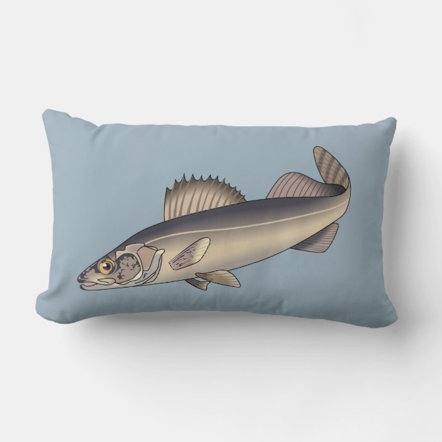 Walleye Fish Lumbar Pillow (Front)