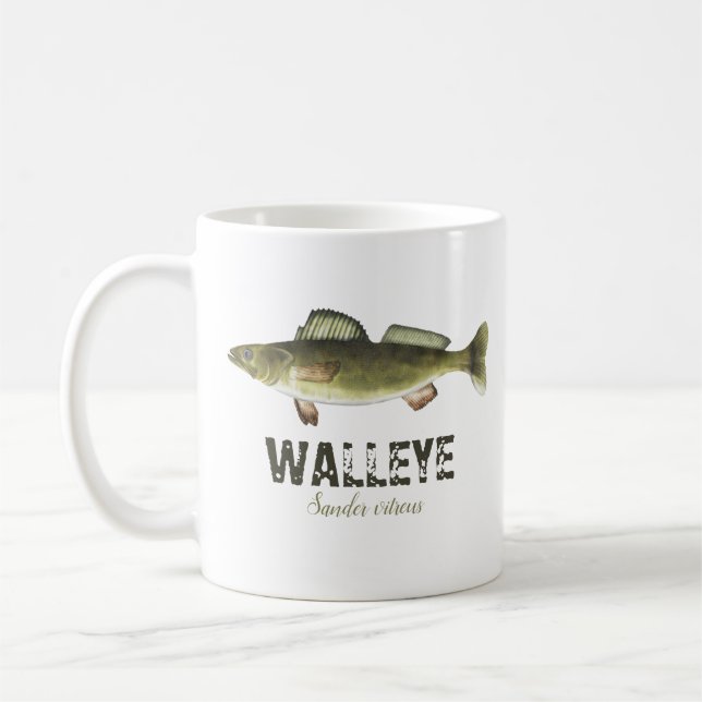 Walleye Fish Modern Fisherman Angler Coffee Mug (Left)