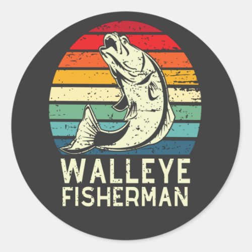 walleye fisherman cool walleye fishing design classic round sticker