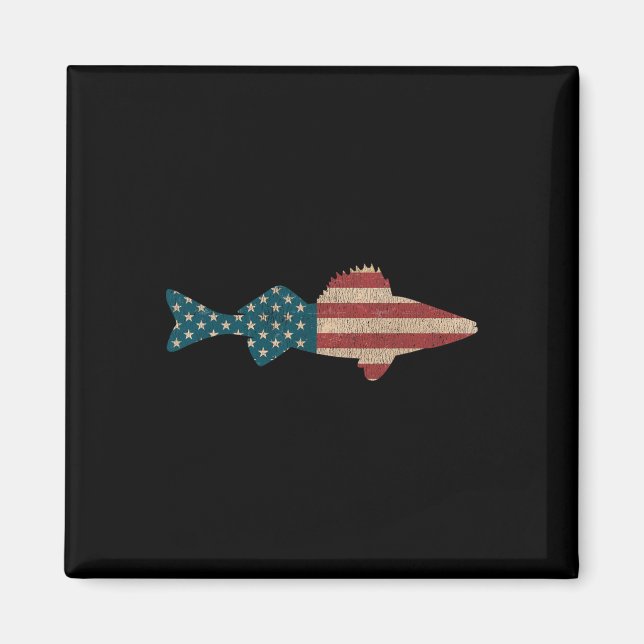 Walleye Fishing American Flag Sauger Angling  Magnet (Front)