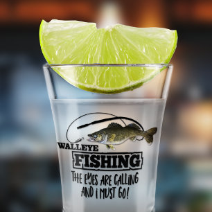 Walleye Fishing Angler Fish Sports Outdoors Men Shot Glass