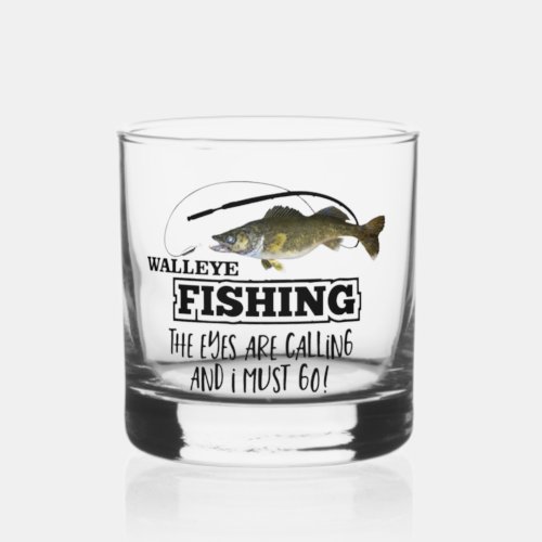Walleye Fishing Angler Fish Sports Outdoors Men Whiskey Glass