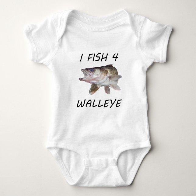 Walleye fishing baby bodysuit (Front)