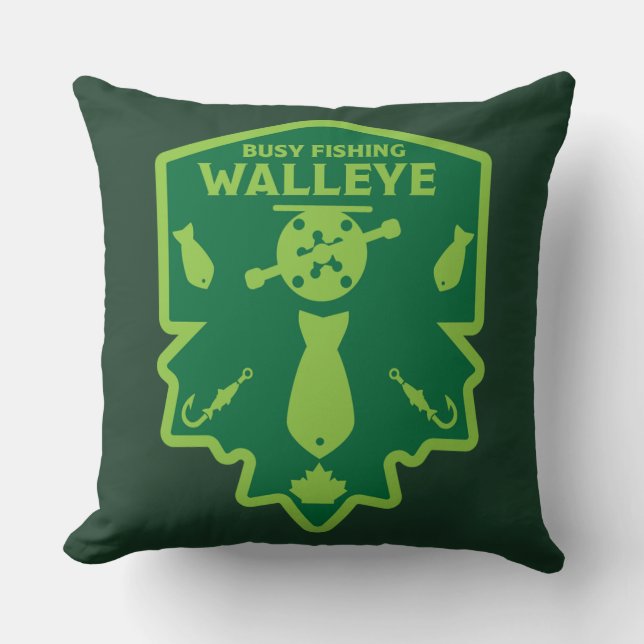 Walleye Fishing Canada Throw Pillow (Front)