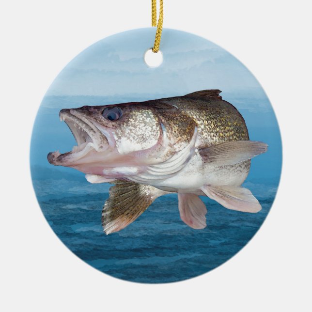 Walleye Fishing Ceramic Ornament (Front)