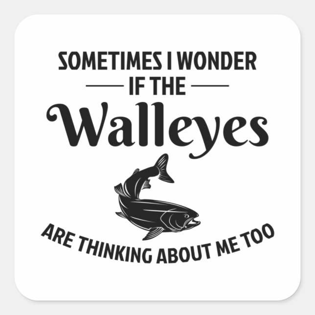 Walleye Fishing Fisher Fish Outdoor Hobby Funny Square Sticker (Front)