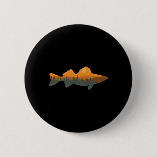 Walleye Fishing Forest Nature Wildlife Fisherman  Button
