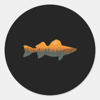 Walleye Fishing Forest Nature Wildlife Fisherman  Classic Round Sticker