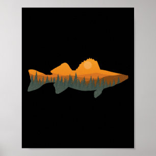 Walleye Fishing Forest Nature Wildlife Fisherman Poster